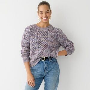 J Crew Marled Rainbow 100% Wool Fisherman Sweater
